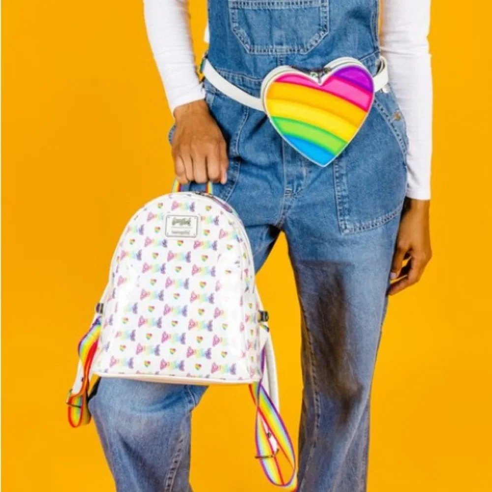 Loungefly Lisa Frank Rainbow Heart Mini‎ Backpack with Waist Bag Retro